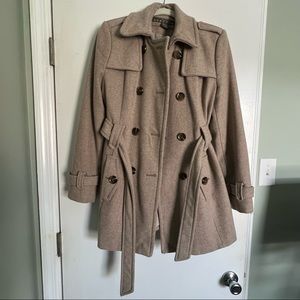 Kenneth Cole camel double breasted coat size medium